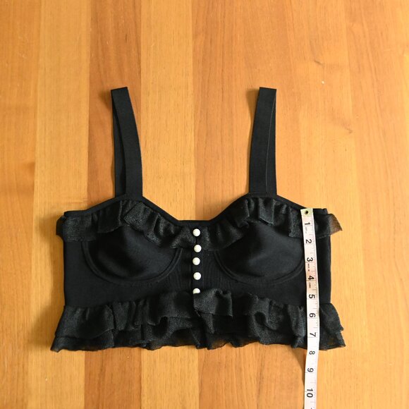 Sandro Black Ruffle Crop Top - Picture 12 of 16